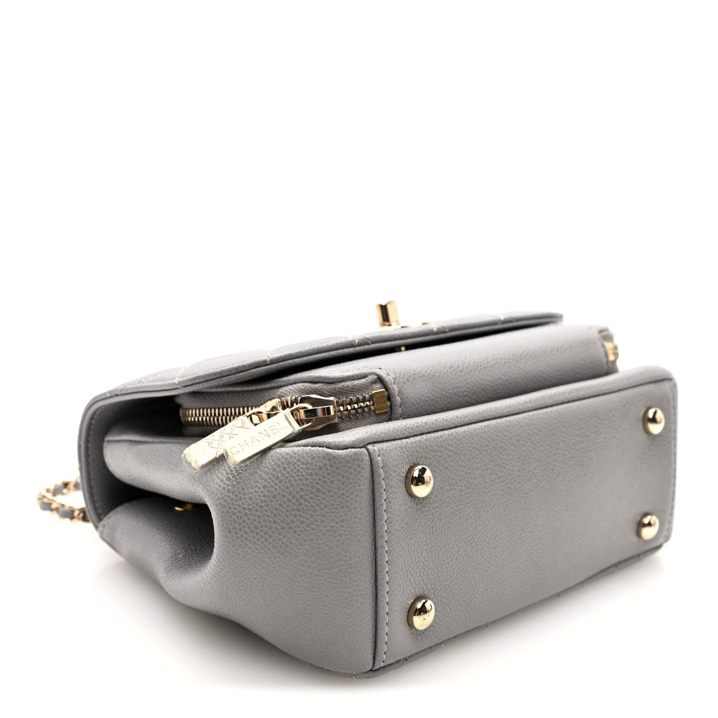 Caviar Quilted Small Business Affinity Flap Grey