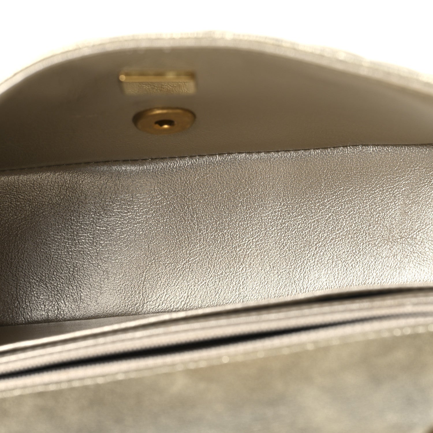 Metallic Lambskin Quilted Mini Rectangular Flap Gold