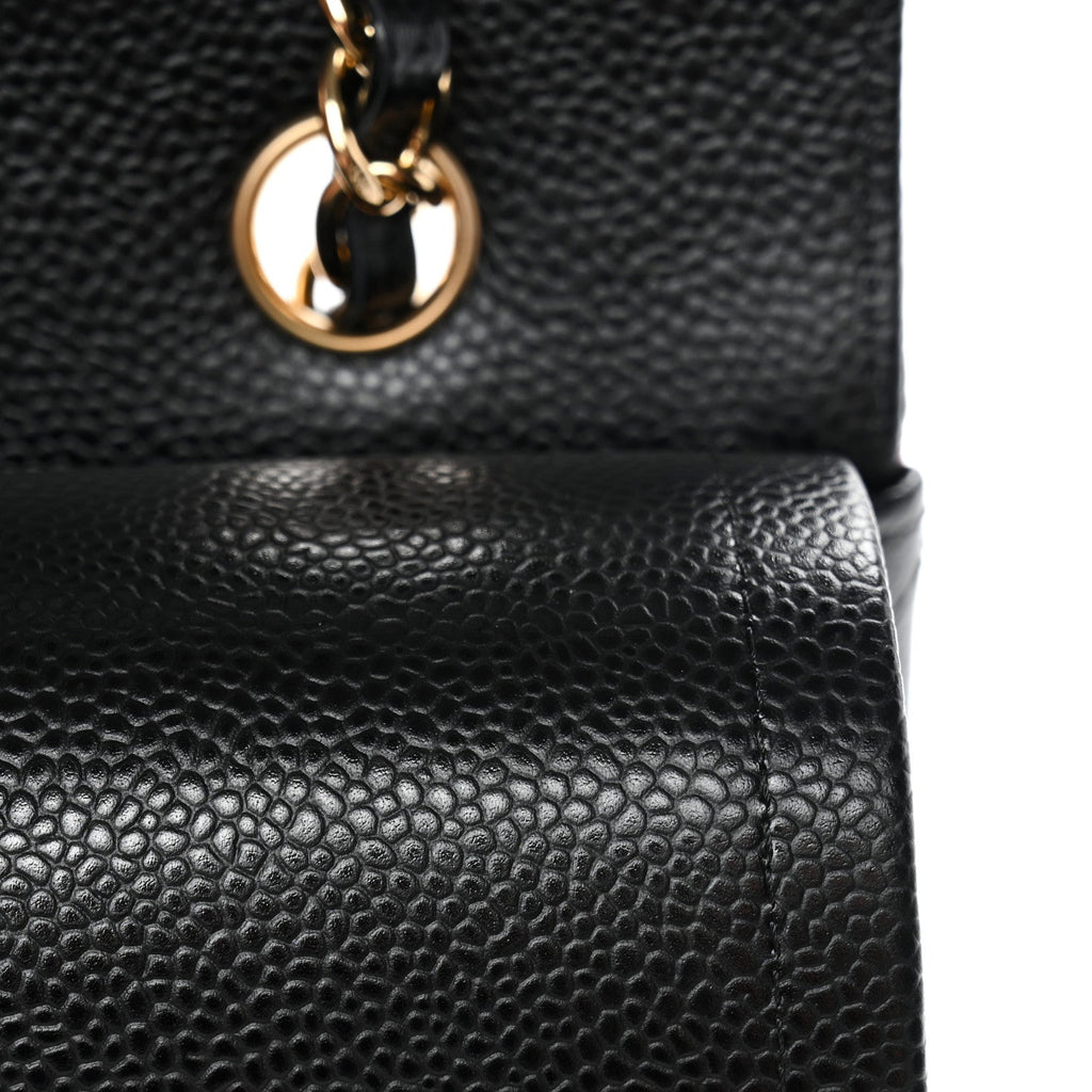 Caviar Quilted Medium Double Flap Black