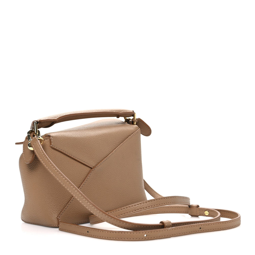 Soft Grained Calfskin Mini Puzzle Edge Toffee