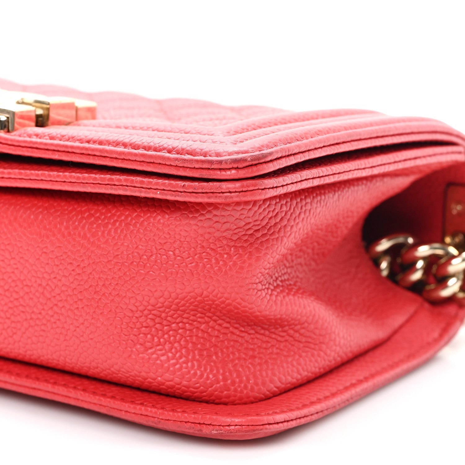 Caviar Quilted Small Boy Flap Red