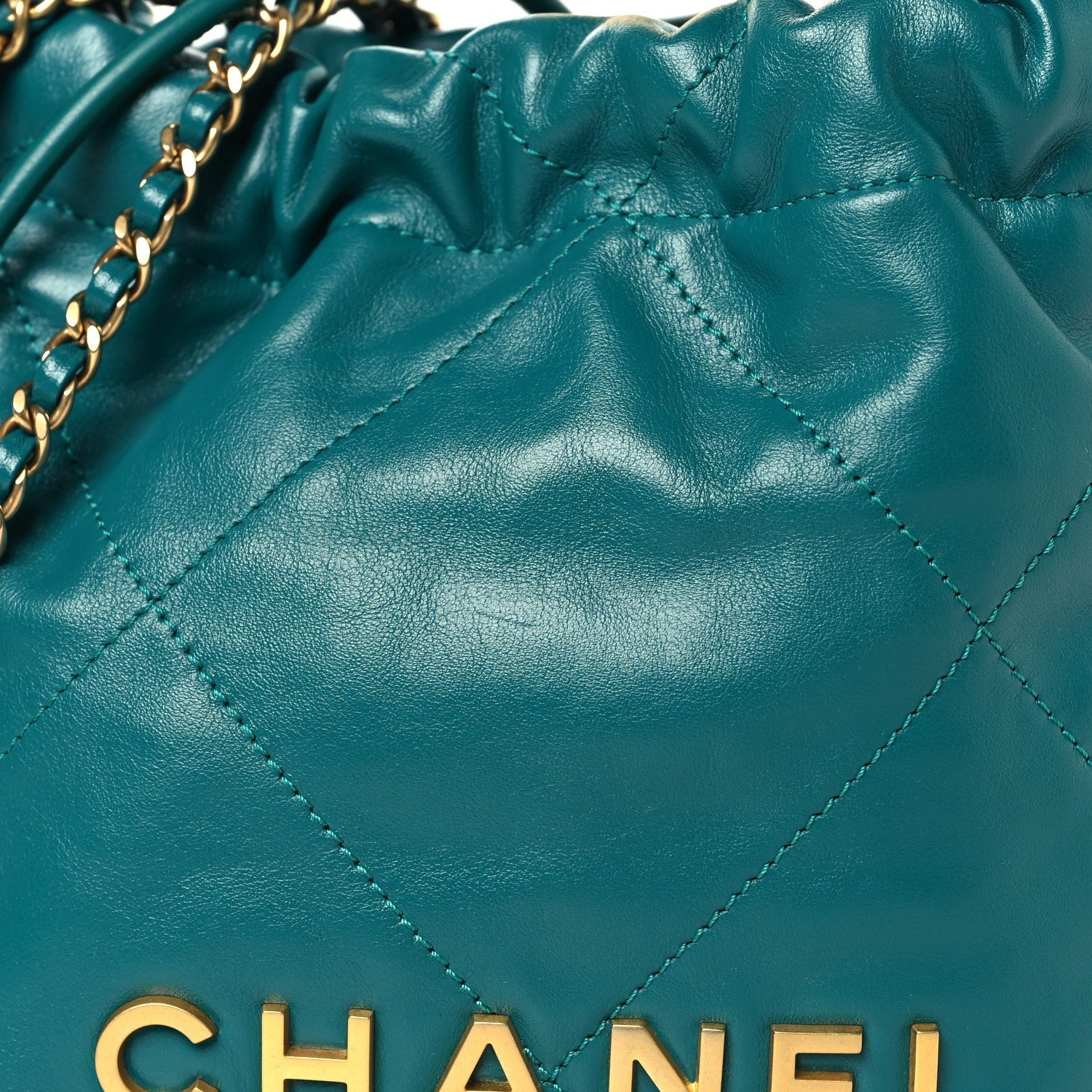 Shiny Calfskin Quilted Mini Chanel 22 Green