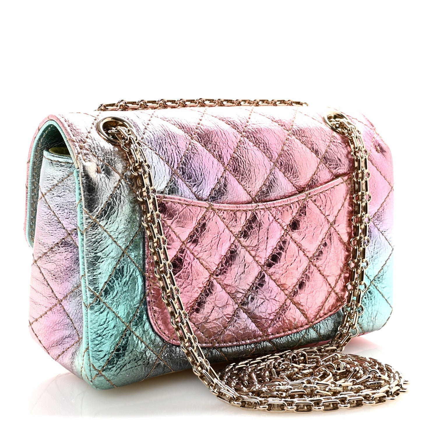 Metallic Goatskin Quilted Mini 2.55 Reissue Flap Multicolor