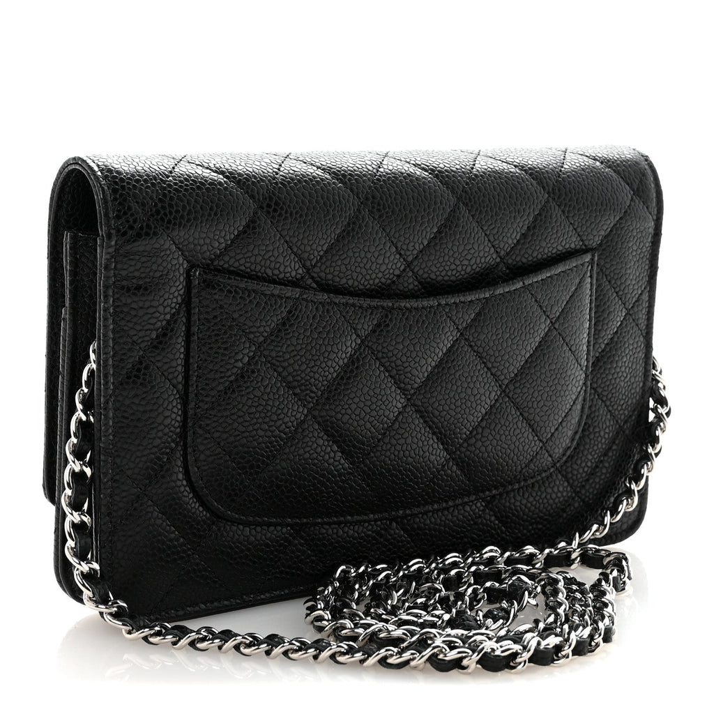 Caviar Quilted Wallet on Chain WOC Black