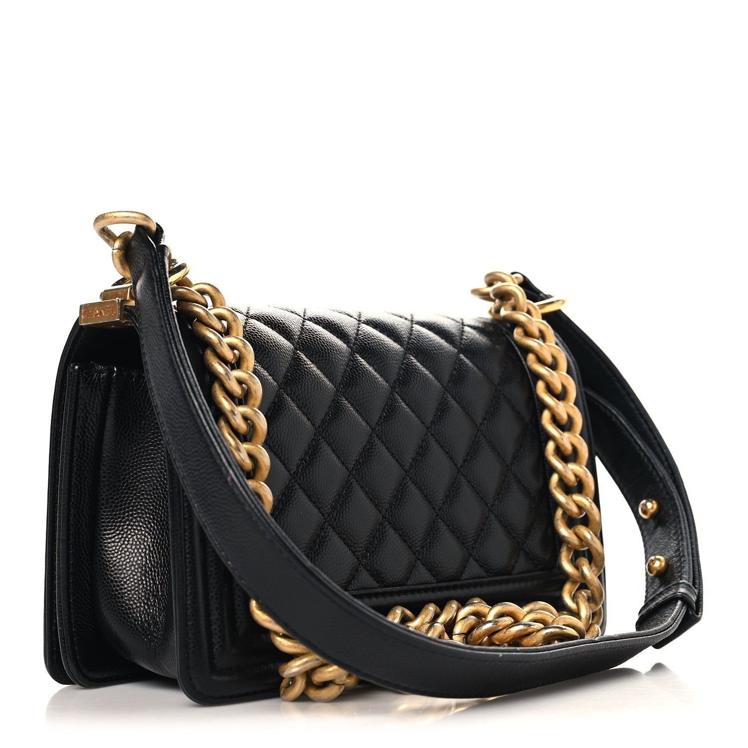 Caviar Quilted Small Boy Flap Black