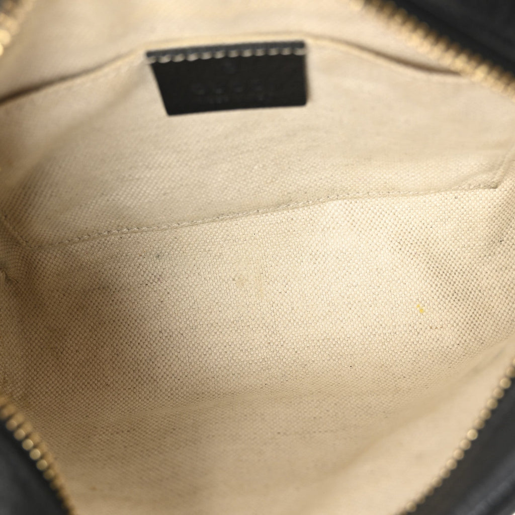 Jacquard Black Denim GG Monogram Textured Dollar Calfskin Mini Ophidia Shoulder Bag Black Ivory
