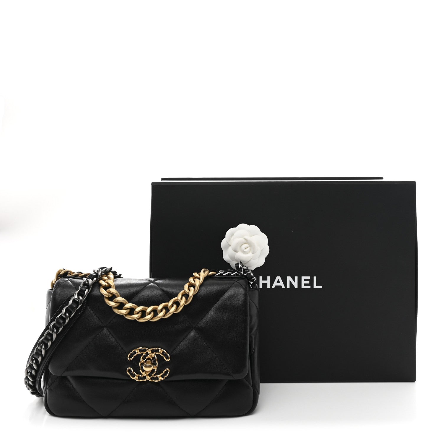 Lambskin Quilted Medium Chanel 19 Flap Black