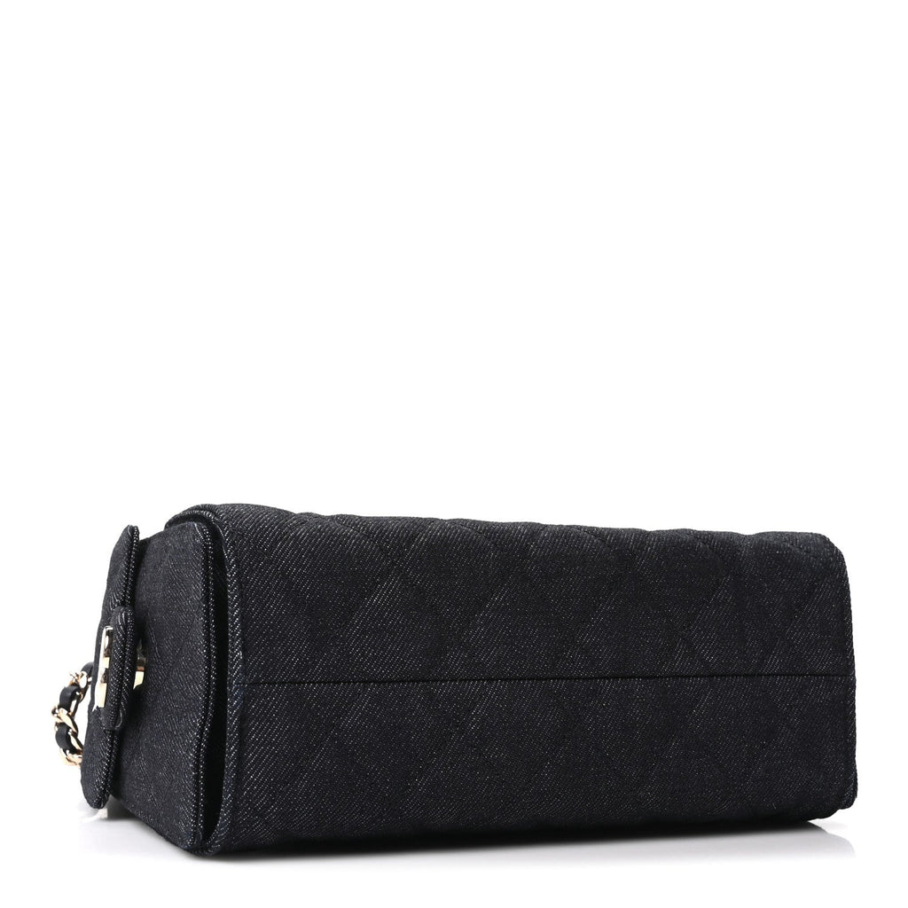 Denim Quilted Mini Chanel 25 Handbag Dark Blue