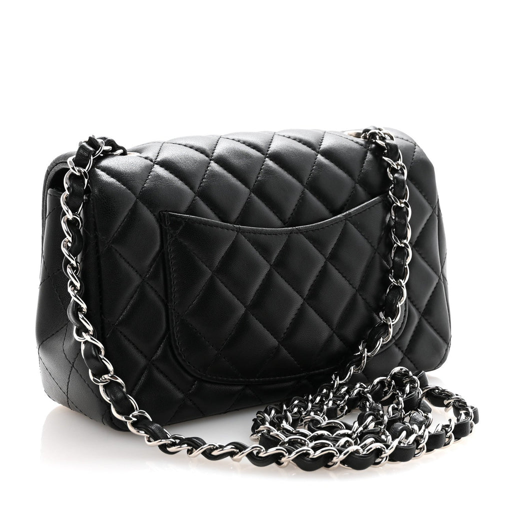 Lambskin Quilted Mini Rectangular Flap Black