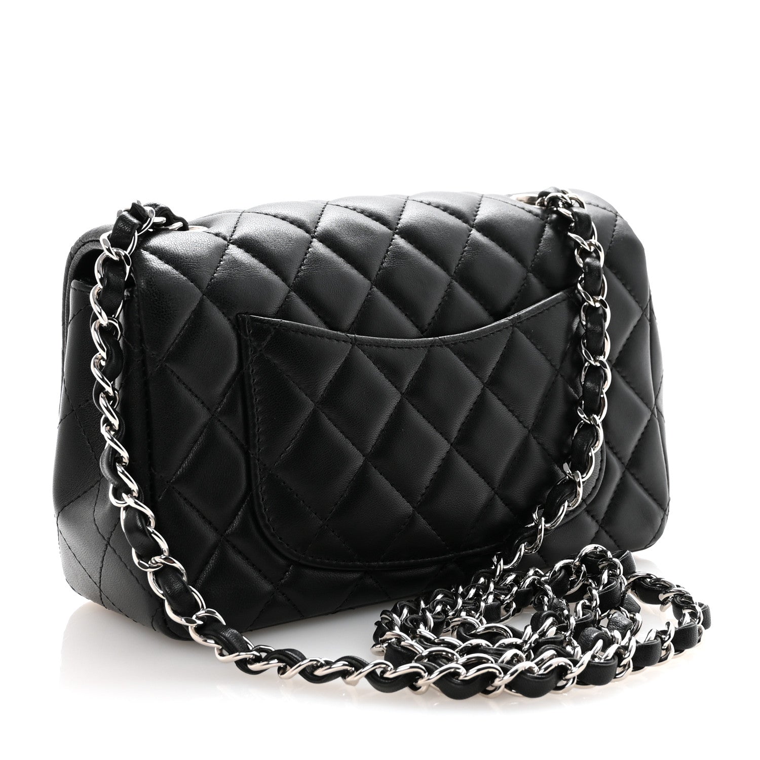 Lambskin Quilted Mini Rectangular Flap Black