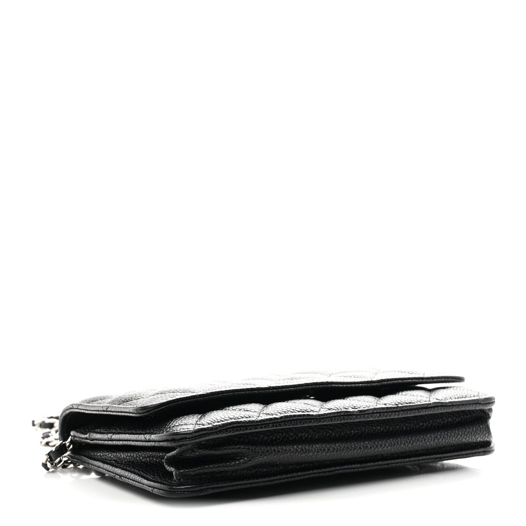 Caviar Quilted Wallet on Chain WOC Black