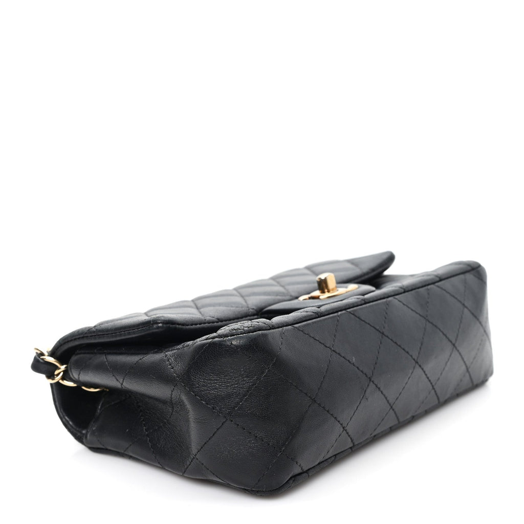 Lambskin Quilted Mini Rectangular Flap Black