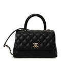 Caviar Quilted Mini Coco Handle Flap Black