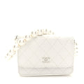 Lambskin Quilted Mini Pearl Wallet On Chain WOC White