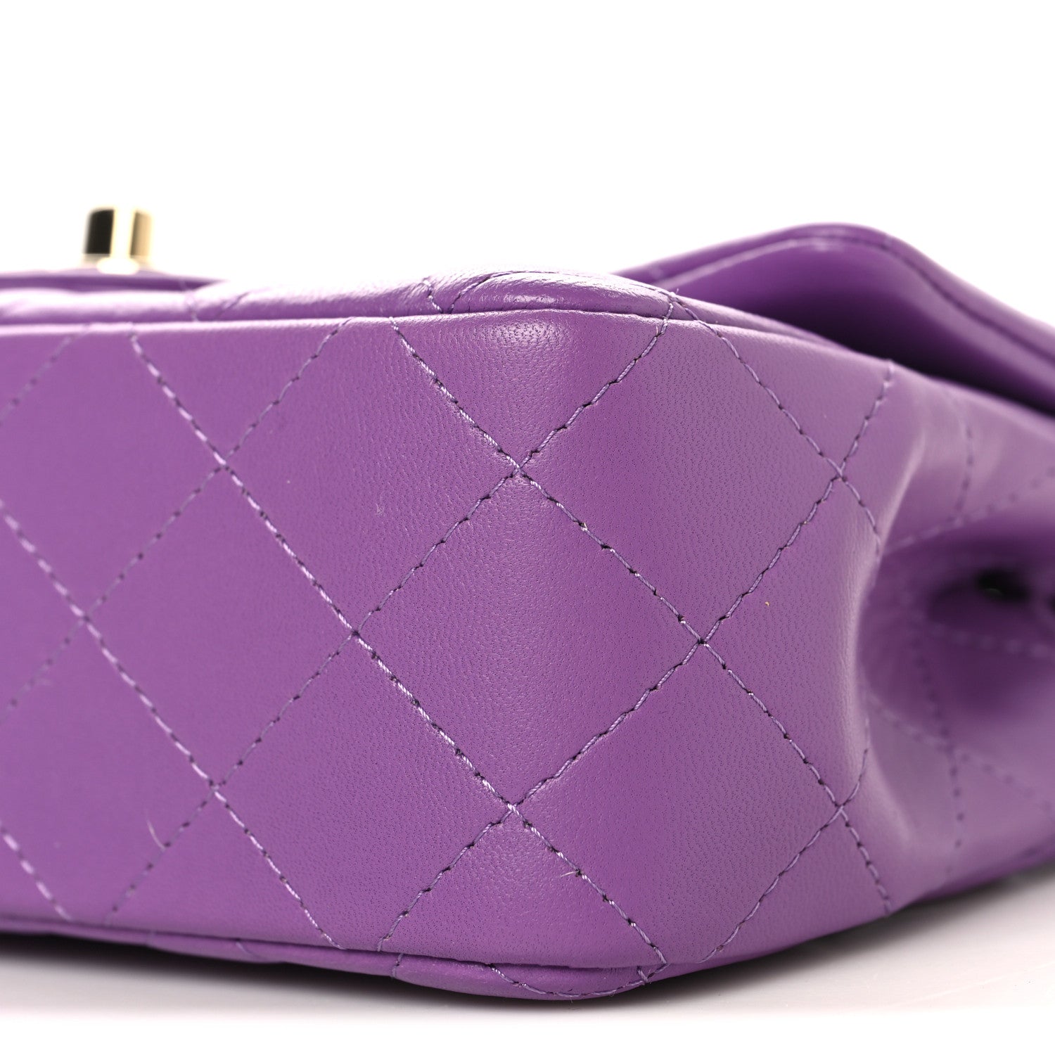 Lambskin Quilted Mini Rectangular Flap Purple