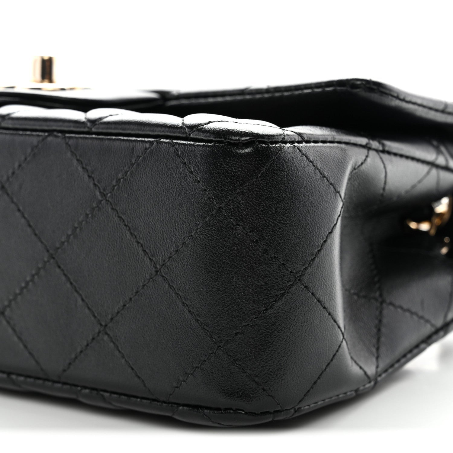 Lambskin Quilted Mini Rectangular Flap Black