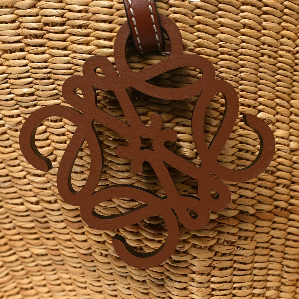 Calfskin Raffia Paulas Ibiza Small Shell Basket Tote Bag Natural Tan