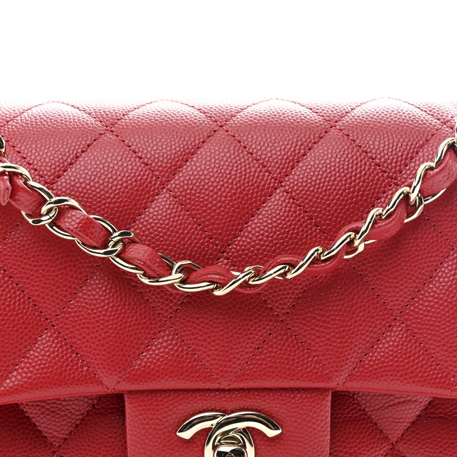Caviar Quilted Small Double Flap Red