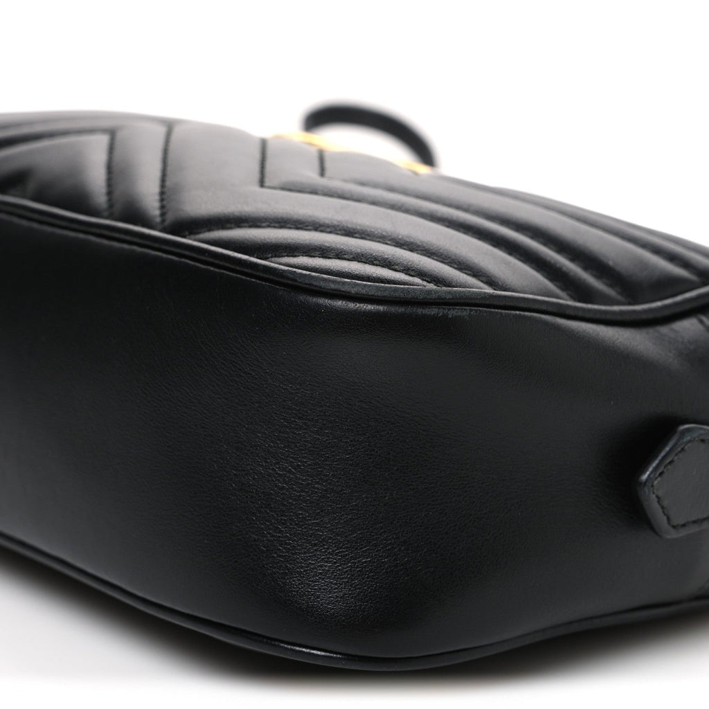 Calfskin Matelasse Small GG Marmont Chain Shoulder Bag Black