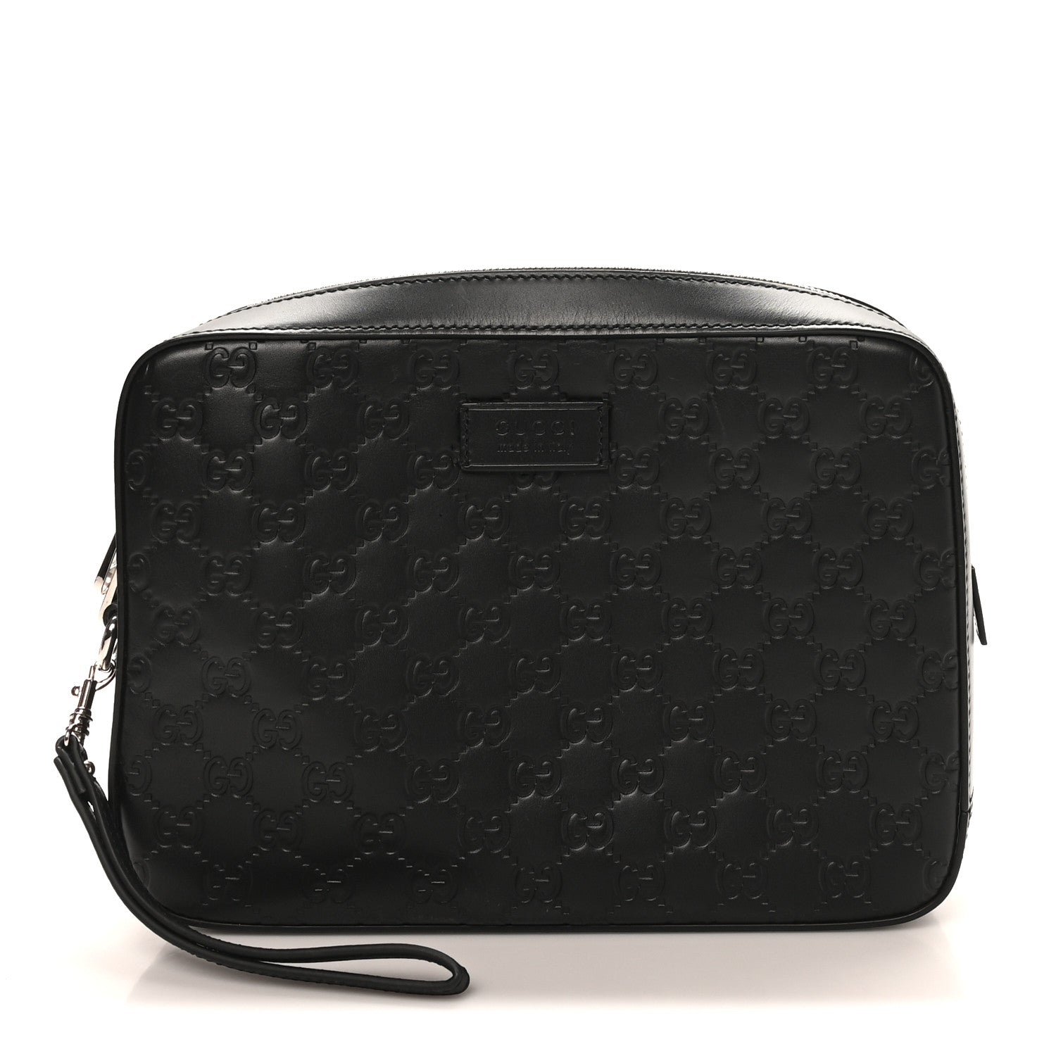 Guccissima Zip Pouch Wristlet Black