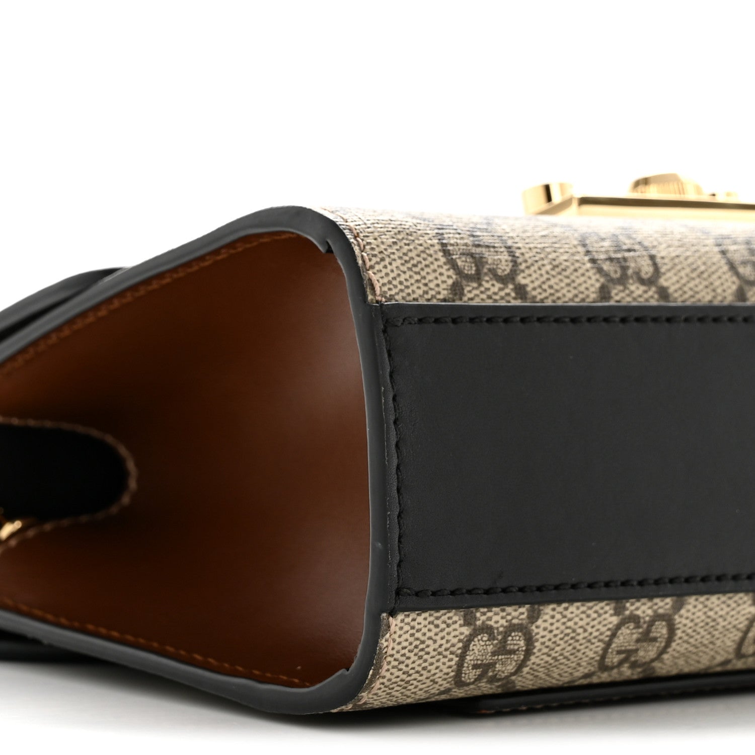 GG Supreme Monogram Calfskin Small Padlock Shoulder Bag Beige Black Cuir