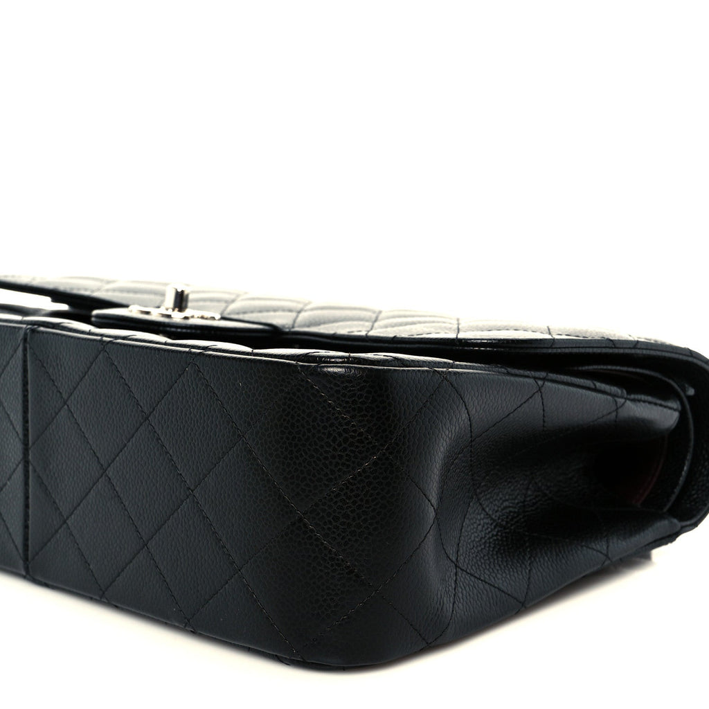 Caviar Quilted Jumbo Double Flap Black