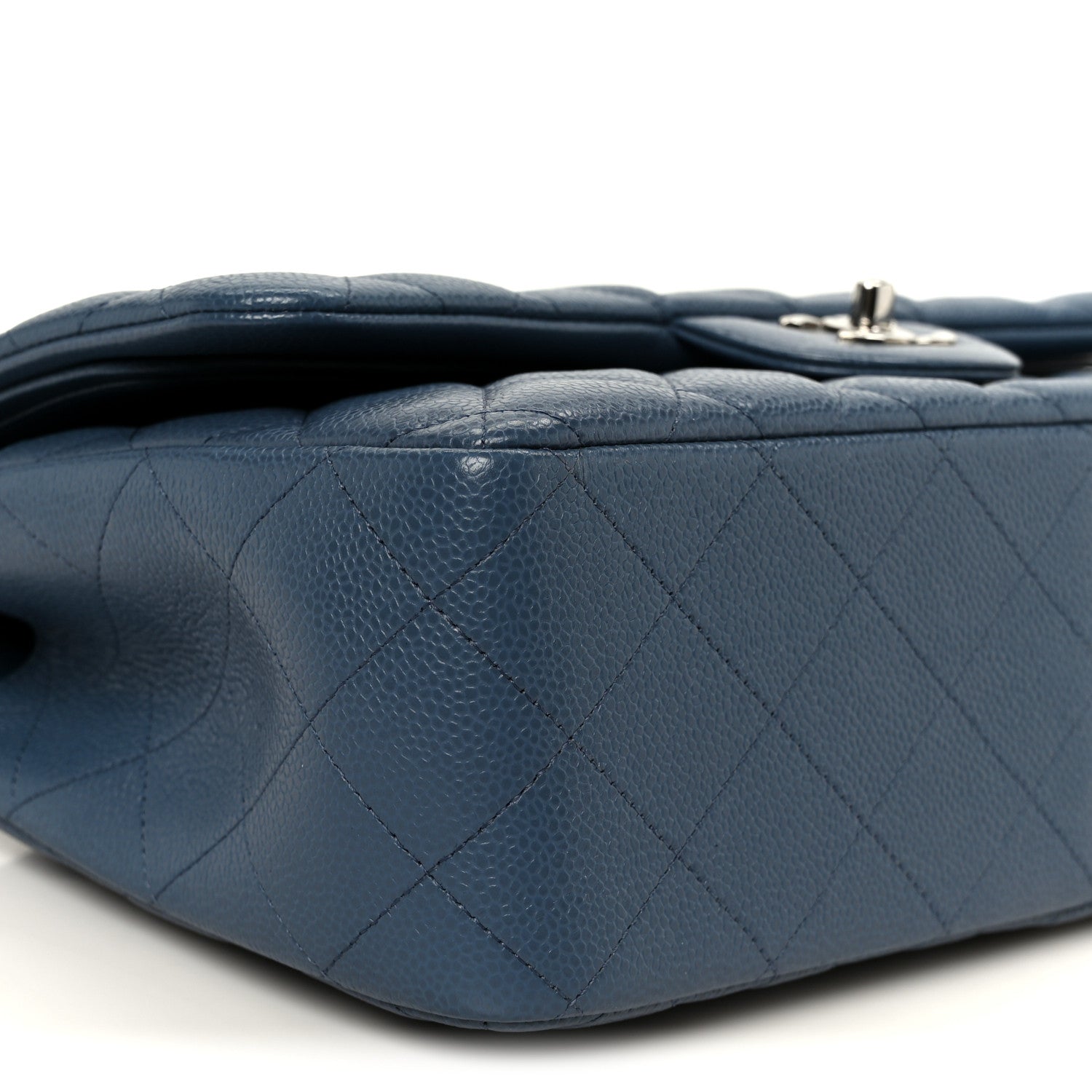 Caviar Quilted Jumbo Double Flap Blue