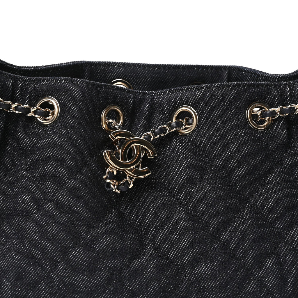 Denim Quilted Mini Chanel 25 Handbag Dark Blue