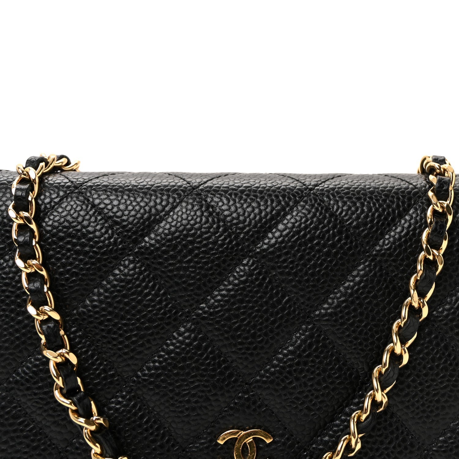 Caviar Quilted Wallet on Chain WOC Black