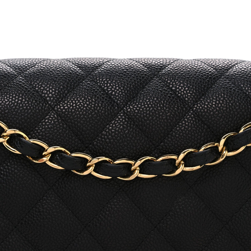 Caviar Quilted Jumbo Double Flap Black