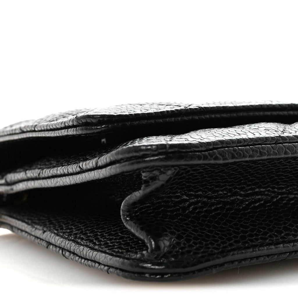 Caviar Quilted Wallet On Chain WOC Black
