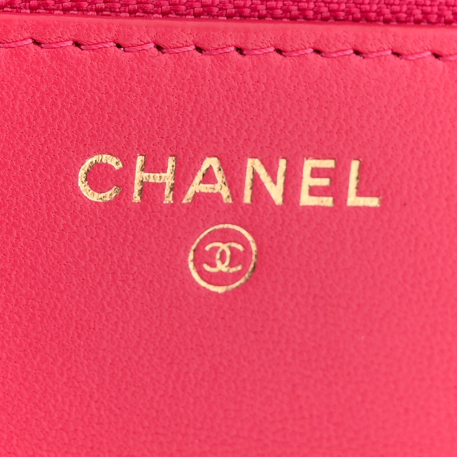 Lambskin Quilted Trendy CC Wallet On Chain WOC Dark Pink