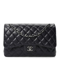 Lambskin Quilted Jumbo Double Flap Navy