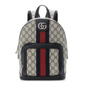 GG Supreme Monogram Textured Dollar Calfskin Web Small Ophidia Day Backpack Beige Blue Black