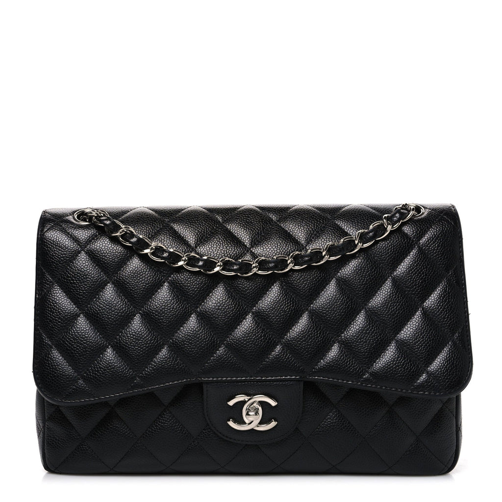 Caviar Quilted Jumbo Double Flap Black