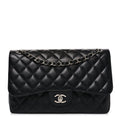 Caviar Quilted Jumbo Double Flap Black