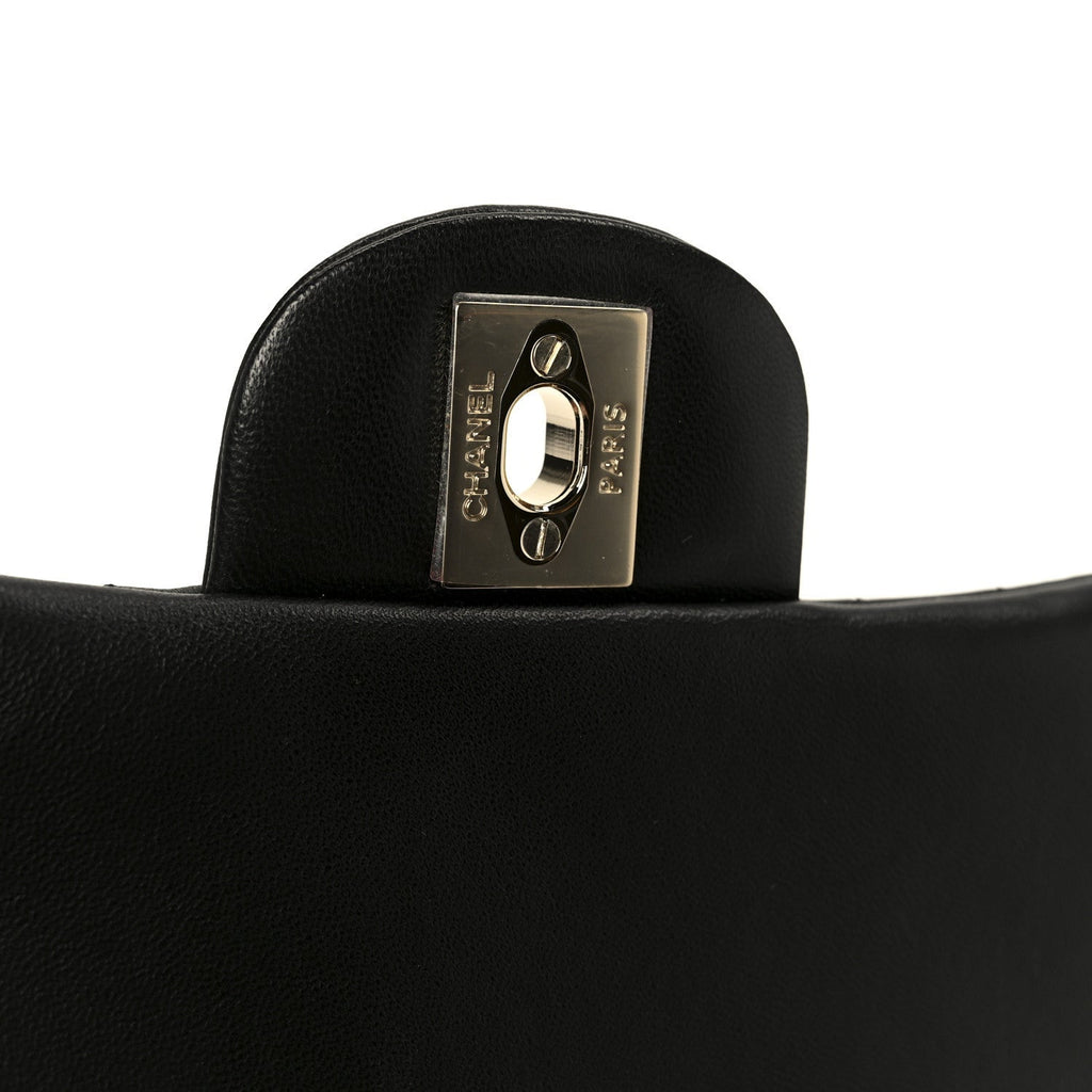 Lambskin Chevron Quilted Mini Square Flap Black