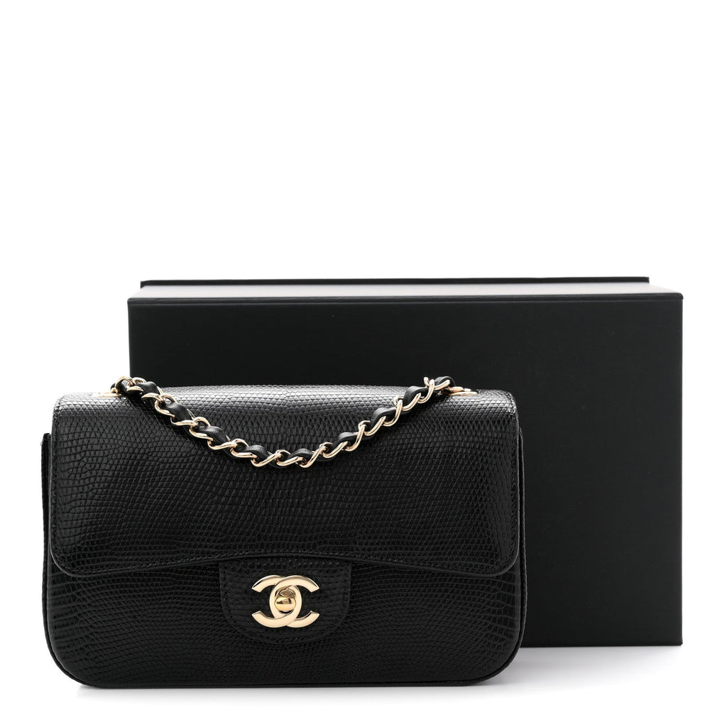 Lizard Mini Rectangular Flap Black
