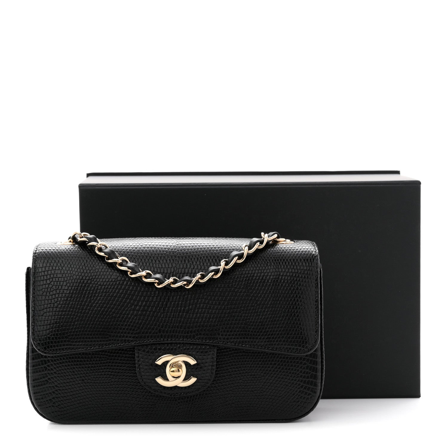 Lizard Mini Rectangular Flap Black