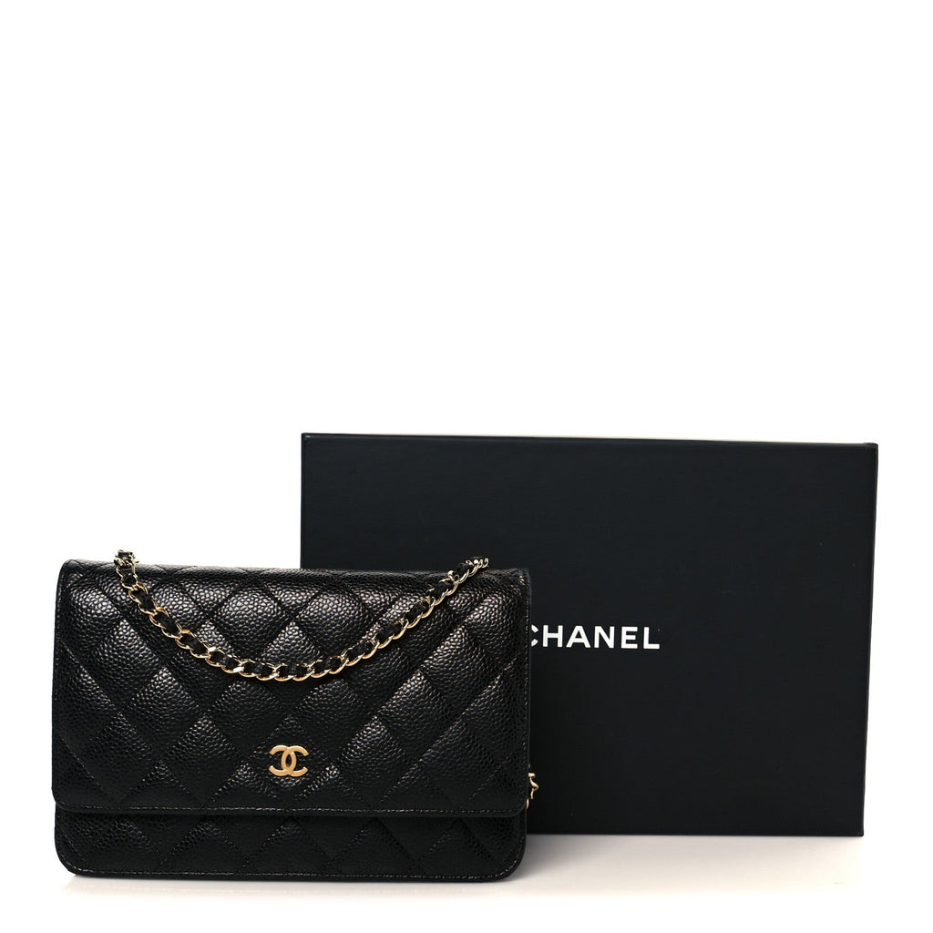 Caviar Quilted Wallet On Chain WOC Black