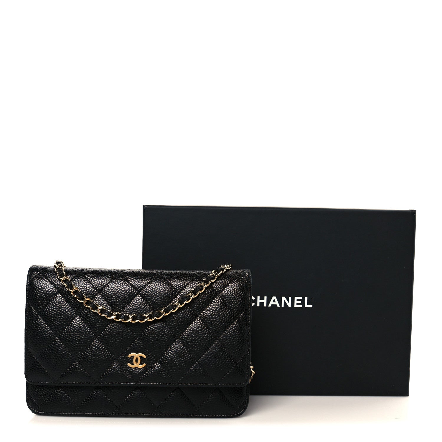Caviar Quilted Wallet On Chain WOC Black
