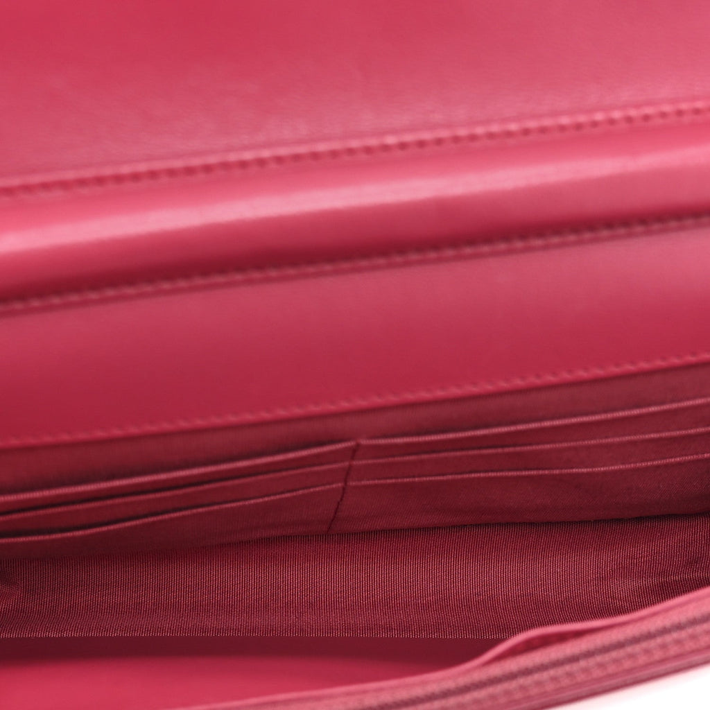 Lambskin Quilted Boy Wallet On Chain WOC Dark Fuchsia