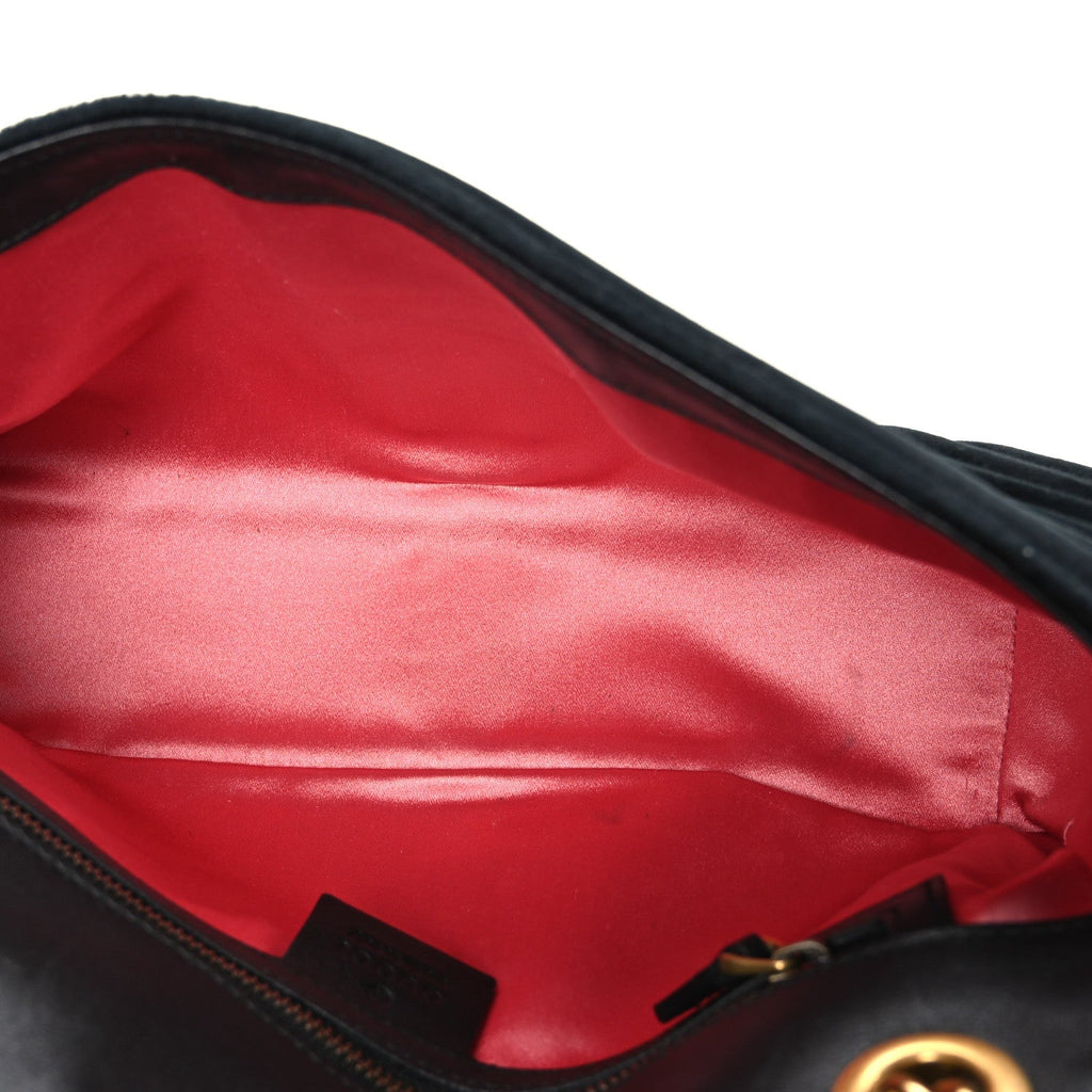 Velvet Matelasse Small GG Marmont Shoulder Bag Black