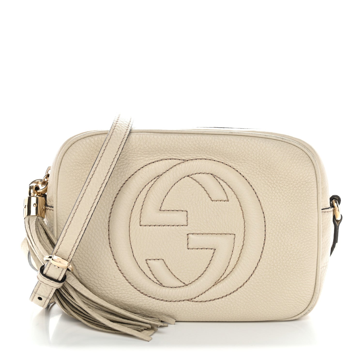 Pebbled Calfskin Small Soho Disco Bag Off White