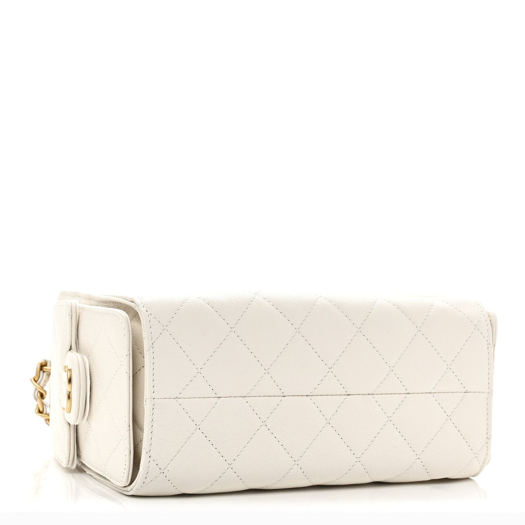 Caviar Quilted Mini Chanel 25 Handbag White