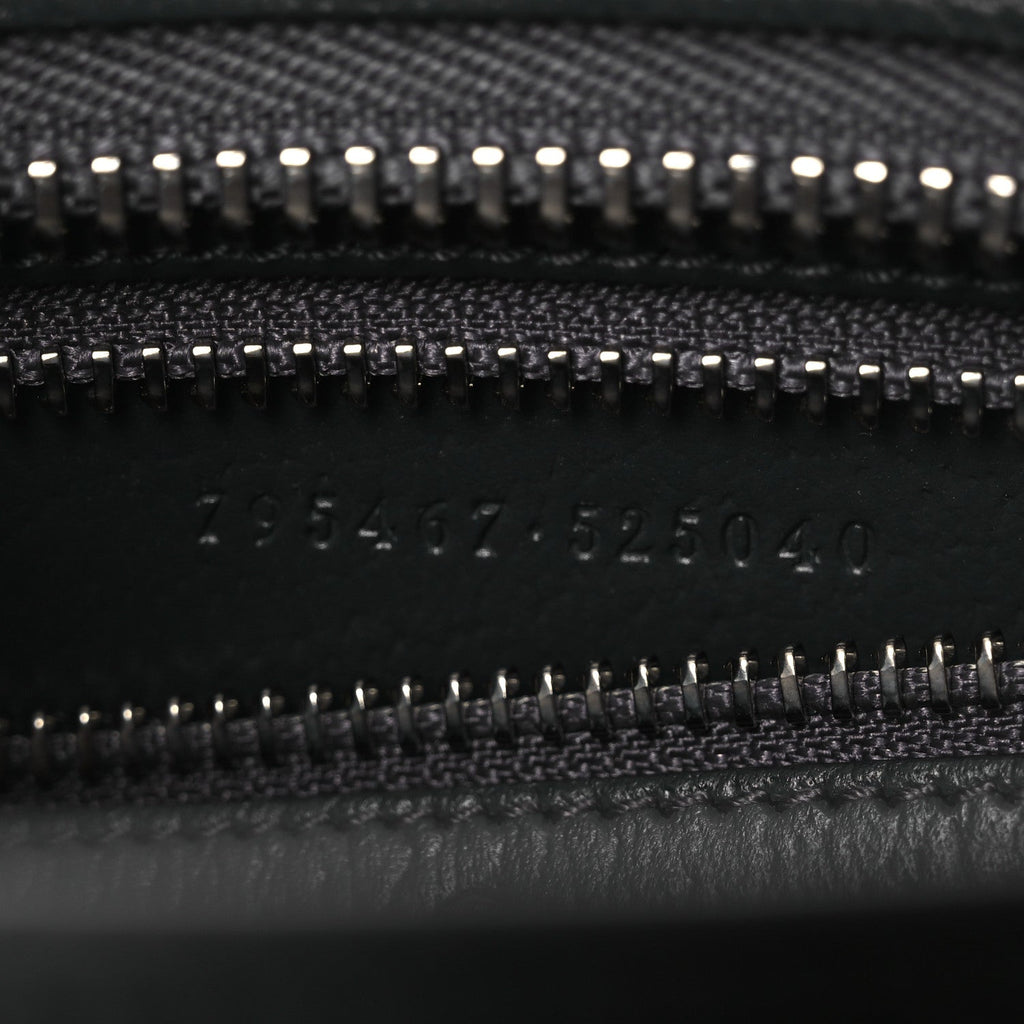 GG Supreme Monogram Textured Dollar Calfskin Web Small Ophidia Shoulder Bag Grey Black Graphite Grey