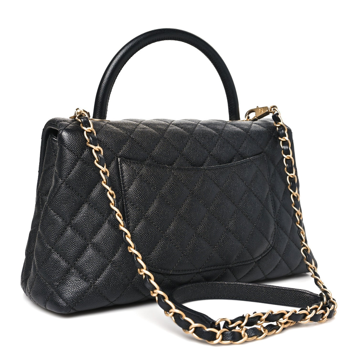 Caviar Quilted Small Coco Chain Handle Flap Black