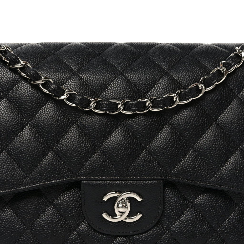Caviar Quilted Jumbo Double Flap Black