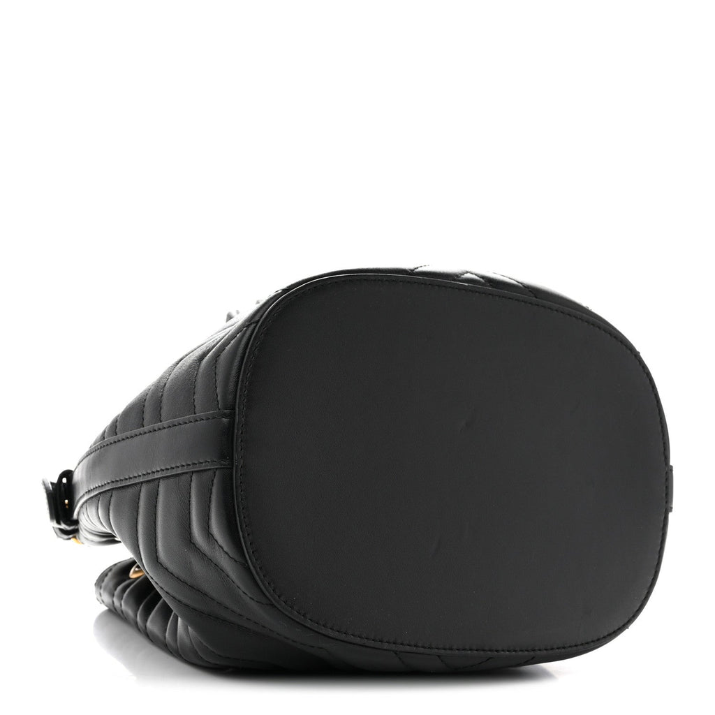 Calfskin Matelasse Sylvie Web GG Marmont Bucket Bag Black