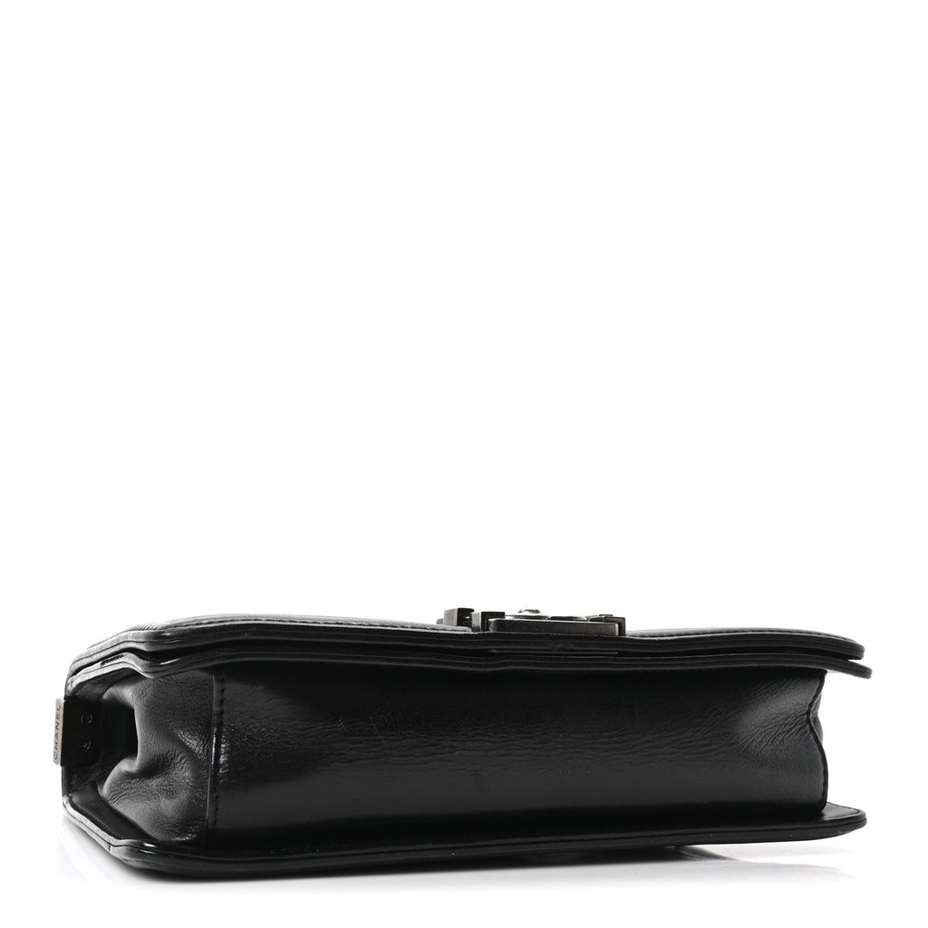 Calfskin Crystal Embossed Medium Boy Flap Black